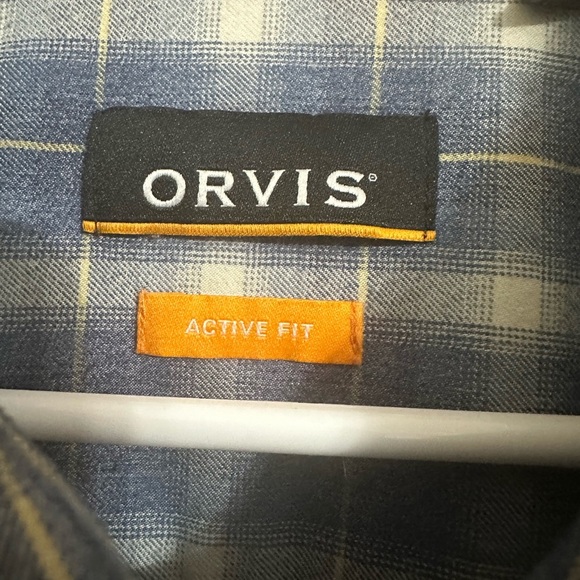 Orvis Active Fit XL Plaid Button-Down Shirt Blue Yellow Check Long Sleeve Casual - Picture 4 of 9